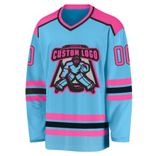 Load image into Gallery viewer, Custom Sky Blue Pink-Black Hockey Jersey