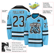 Load image into Gallery viewer, Custom Sky Blue Black-White Hockey Jersey