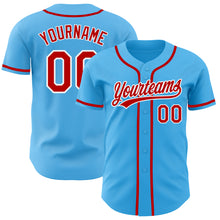 Charger l'image dans la galerie, Custom Sky Blue Red-White Authentic Baseball Jersey