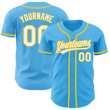 Загрузить изображение в средство просмотра галереи, Custom Sky Blue White-Yellow Authentic Baseball Jersey
