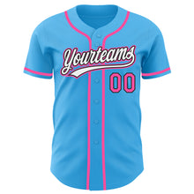 Загрузить изображение в средство просмотра галереи, Custom Sky Blue Pink-Black Authentic Baseball Jersey