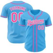 Загрузить изображение в средство просмотра галереи, Custom Sky Blue Pink-White Authentic Baseball Jersey