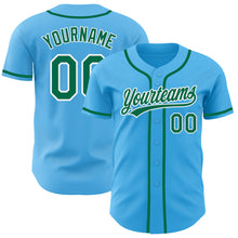 Charger l'image dans la galerie, Custom Sky Blue Kelly Green-White Authentic Baseball Jersey