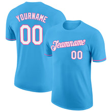 Load image into Gallery viewer, Custom Sky Blue White-Pink Performance T-Shirt