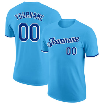 Custom Sky Blue Royal-White Performance T-Shirt