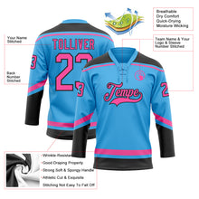 Load image into Gallery viewer, Custom Sky Blue Pink-Black Hockey Lace Neck Jersey
