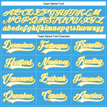 Load image into Gallery viewer, Custom Sky Blue White-Yellow Hockey Lace Neck Jersey