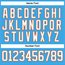 Load image into Gallery viewer, Custom Sky Blue White-Orange Hockey Lace Neck Jersey