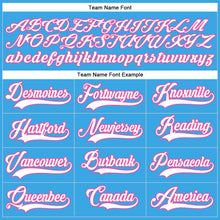 Load image into Gallery viewer, Custom Sky Blue White-Pink Hockey Lace Neck Jersey