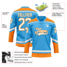 Load image into Gallery viewer, Custom Sky Blue White-Bay Orange Hockey Lace Neck Jersey