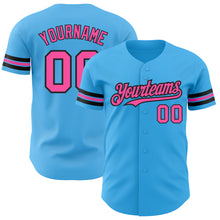 Загрузить изображение в средство просмотра галереи, Custom Sky Blue Pink-Black Authentic Baseball Jersey