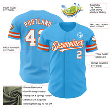 Charger l'image dans la galerie, Custom Sky Blue White-Orange Authentic Baseball Jersey