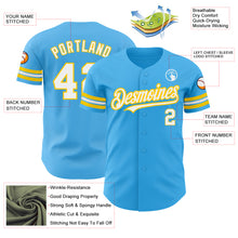 Charger l'image dans la galerie, Custom Sky Blue White-Yellow Authentic Baseball Jersey