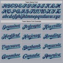 Charger l'image dans la galerie, Custom Gray Navy Pinstripe Teal Authentic Sleeveless Baseball Jersey