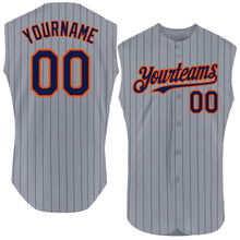 Charger l'image dans la galerie, Custom Gray Navy Pinstripe Orange Authentic Sleeveless Baseball Jersey