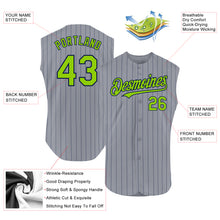 Charger l'image dans la galerie, Custom Gray Navy Pinstripe Neon Green Authentic Sleeveless Baseball Jersey