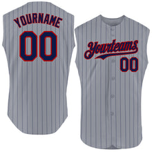 Charger l'image dans la galerie, Custom Gray Navy Pinstripe Red Authentic Sleeveless Baseball Jersey
