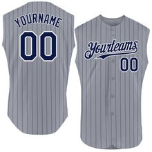 Charger l'image dans la galerie, Custom Gray Navy Pinstripe White Authentic Sleeveless Baseball Jersey