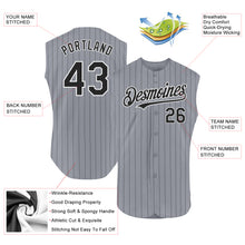 Charger l'image dans la galerie, Custom Gray Black Pinstripe White Authentic Sleeveless Baseball Jersey
