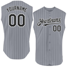 Charger l'image dans la galerie, Custom Gray Black Pinstripe White Authentic Sleeveless Baseball Jersey