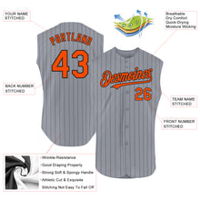 Laden Sie das Bild in den Galerie-Viewer, Custom Gray Black Pinstripe Orange Authentic Sleeveless Baseball Jersey