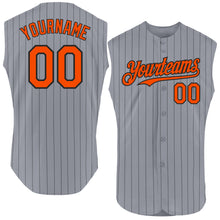 Laden Sie das Bild in den Galerie-Viewer, Custom Gray Black Pinstripe Orange Authentic Sleeveless Baseball Jersey