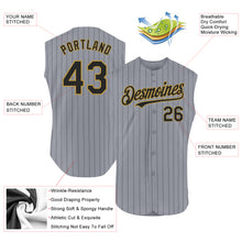 Charger l'image dans la galerie, Custom Gray Black Pinstripe Old Gold Authentic Sleeveless Baseball Jersey