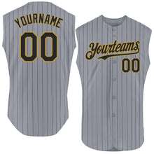Charger l'image dans la galerie, Custom Gray Black Pinstripe Old Gold Authentic Sleeveless Baseball Jersey