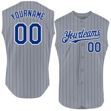 Charger l'image dans la galerie, Custom Gray Royal Pinstripe White Authentic Sleeveless Baseball Jersey