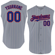 Charger l'image dans la galerie, Custom Gray Royal Pinstripe Red Authentic Sleeveless Baseball Jersey