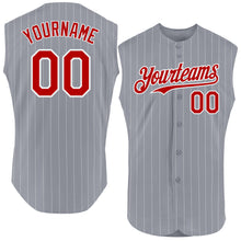Laden Sie das Bild in den Galerie-Viewer, Custom Gray White Pinstripe Red Authentic Sleeveless Baseball Jersey
