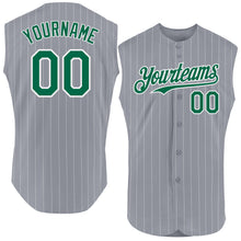Загрузить изображение в средство просмотра галереи, Custom Gray White Pinstripe Kelly Green Authentic Sleeveless Baseball Jersey