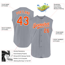 Charger l'image dans la galerie, Custom Gray White Pinstripe Orange Authentic Sleeveless Baseball Jersey