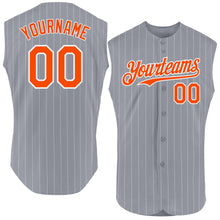Charger l'image dans la galerie, Custom Gray White Pinstripe Orange Authentic Sleeveless Baseball Jersey