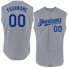 Charger l'image dans la galerie, Custom Gray Royal Authentic Sleeveless Baseball Jersey