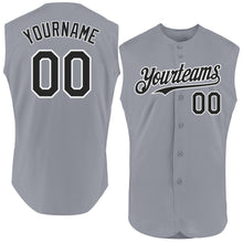 Charger l'image dans la galerie, Custom Gray Black-White Authentic Sleeveless Baseball Jersey