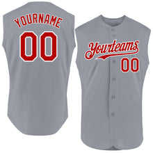 Charger l'image dans la galerie, Custom Gray Red-White Authentic Sleeveless Baseball Jersey