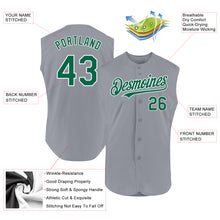 Charger l'image dans la galerie, Custom Gray Kelly Green-White Authentic Sleeveless Baseball Jersey
