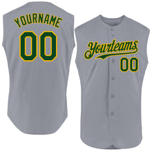 Charger l'image dans la galerie, Custom Gray Green-Gold Authentic Sleeveless Baseball Jersey