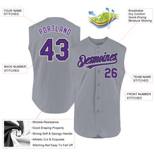 Charger l'image dans la galerie, Custom Gray Purple-Black Authentic Sleeveless Baseball Jersey