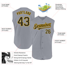 Charger l'image dans la galerie, Custom Gray Black-Gold Authentic Sleeveless Baseball Jersey