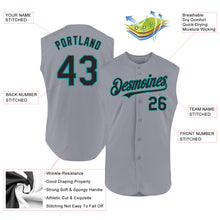 Charger l'image dans la galerie, Custom Gray Black-Teal Authentic Sleeveless Baseball Jersey
