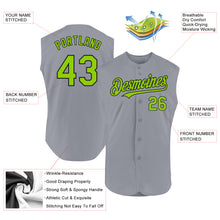 Charger l'image dans la galerie, Custom Gray Neon Green-Black Authentic Sleeveless Baseball Jersey