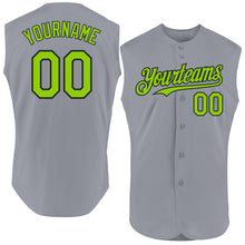 Charger l'image dans la galerie, Custom Gray Neon Green-Black Authentic Sleeveless Baseball Jersey