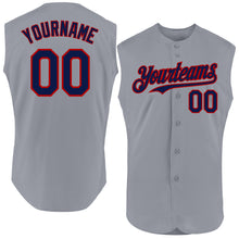 Charger l'image dans la galerie, Custom Gray Navy-Red Authentic Sleeveless Baseball Jersey