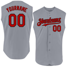Laden Sie das Bild in den Galerie-Viewer, Custom Gray Red-Black Authentic Sleeveless Baseball Jersey