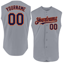 Charger l'image dans la galerie, Custom Gray Navy-Orange Authentic Sleeveless Baseball Jersey