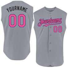 Laden Sie das Bild in den Galerie-Viewer, Custom Gray Pink Black-Light Blue Authentic Sleeveless Baseball Jersey