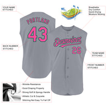 Charger l'image dans la galerie, Custom Gray Pink-Kelly Green Authentic Sleeveless Baseball Jersey