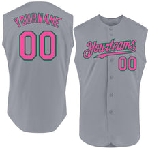Charger l'image dans la galerie, Custom Gray Pink-Kelly Green Authentic Sleeveless Baseball Jersey